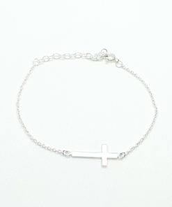 PULSERA PLATA CRUZ LISA