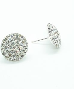 Pendientes media bola strass 14 mm.