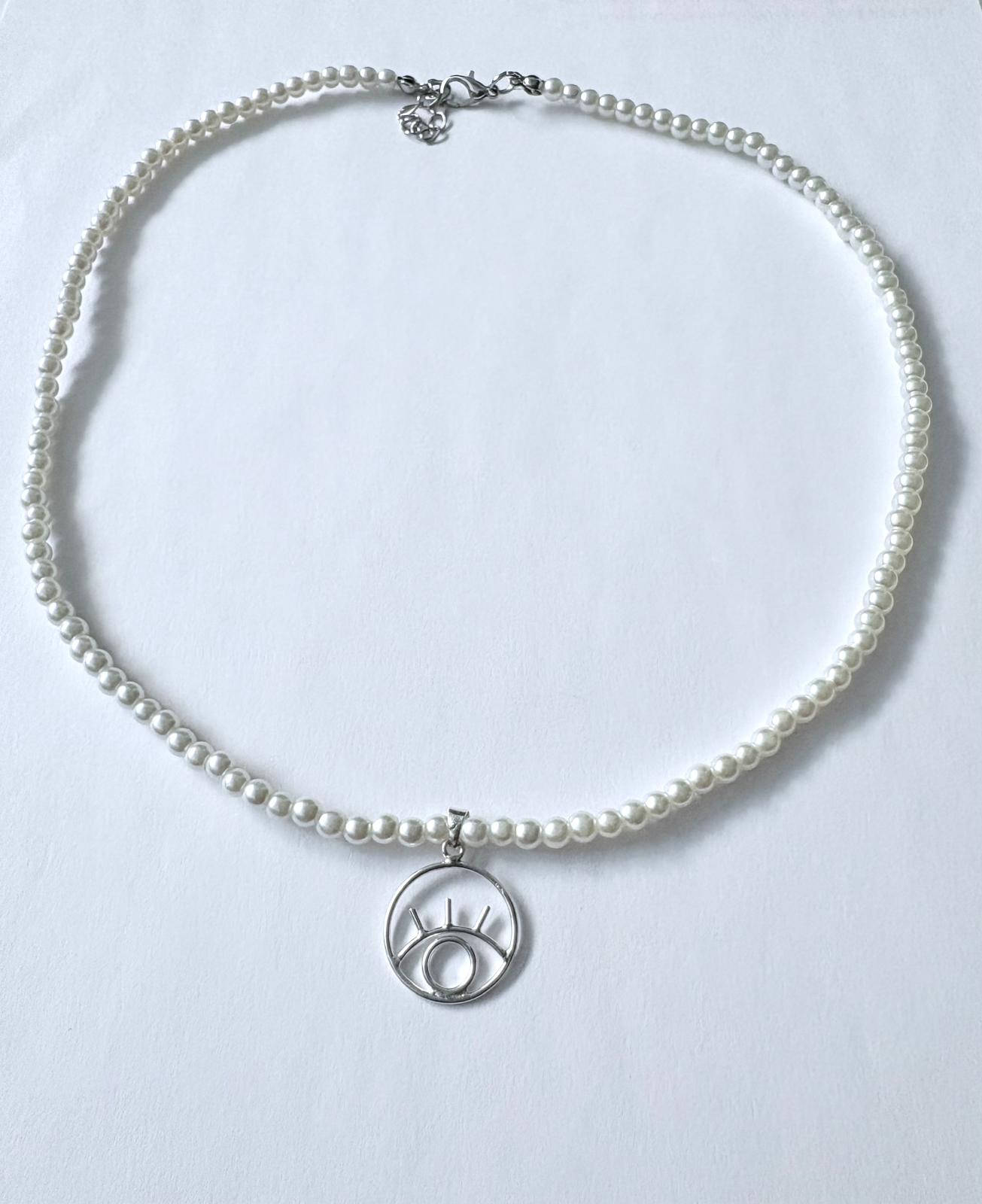 Collar perla Ojo turco de la Suerte
